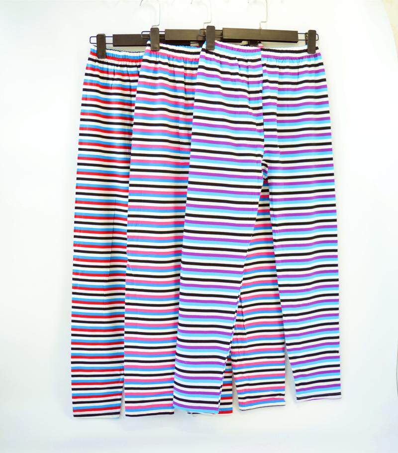 女士条纹秋裤棉弹力棉衬裤保暖裤单件中老年高腰打底女打底裤