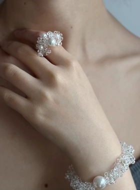 JINWAN织雾原创碎冰珍珠戒指