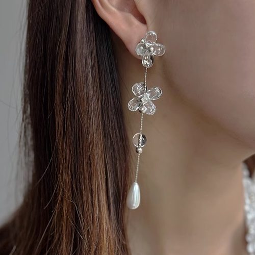 JINWAN泉系列冰雕琉璃花瓣耳环