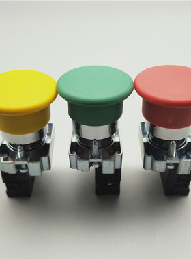 22MM点动XB2-BC31C ZB2-BE101C蘑菇头复位按钮开关绿色一常开