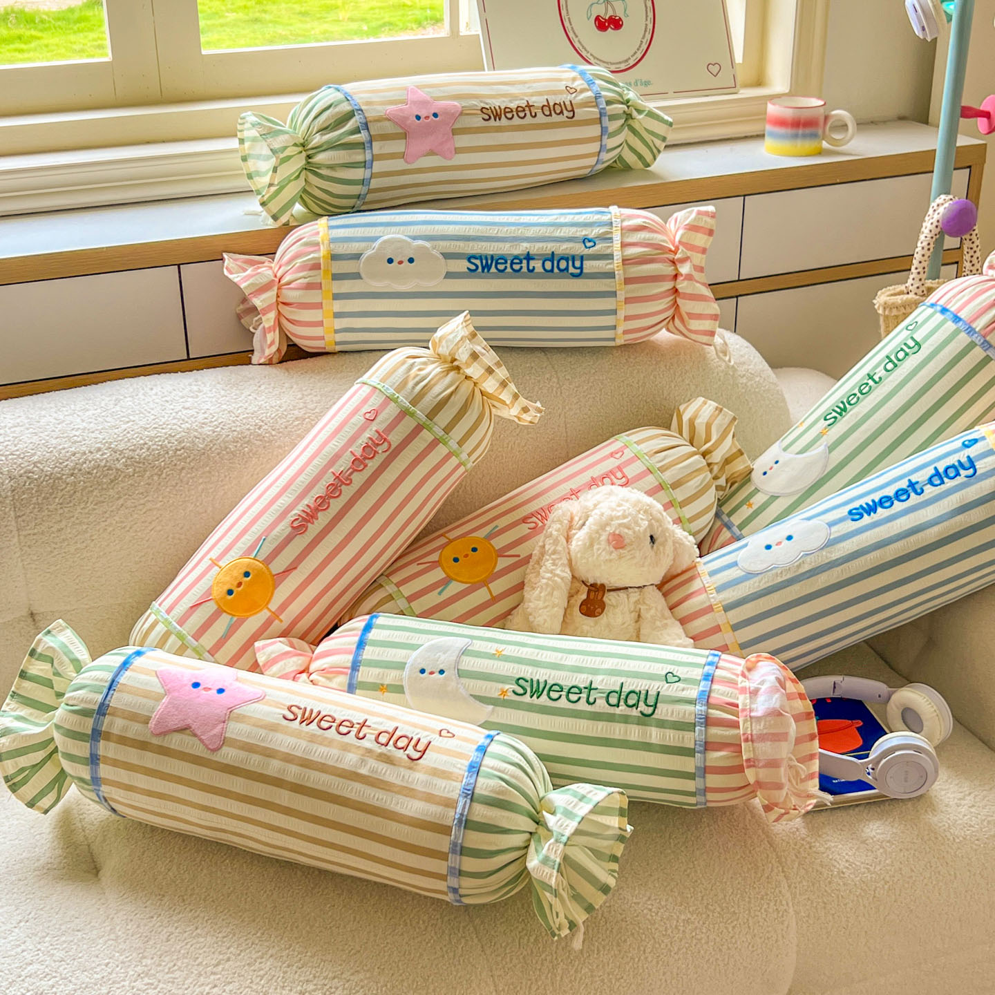 ins奶油风奶糖枕糖果枕头可拆洗