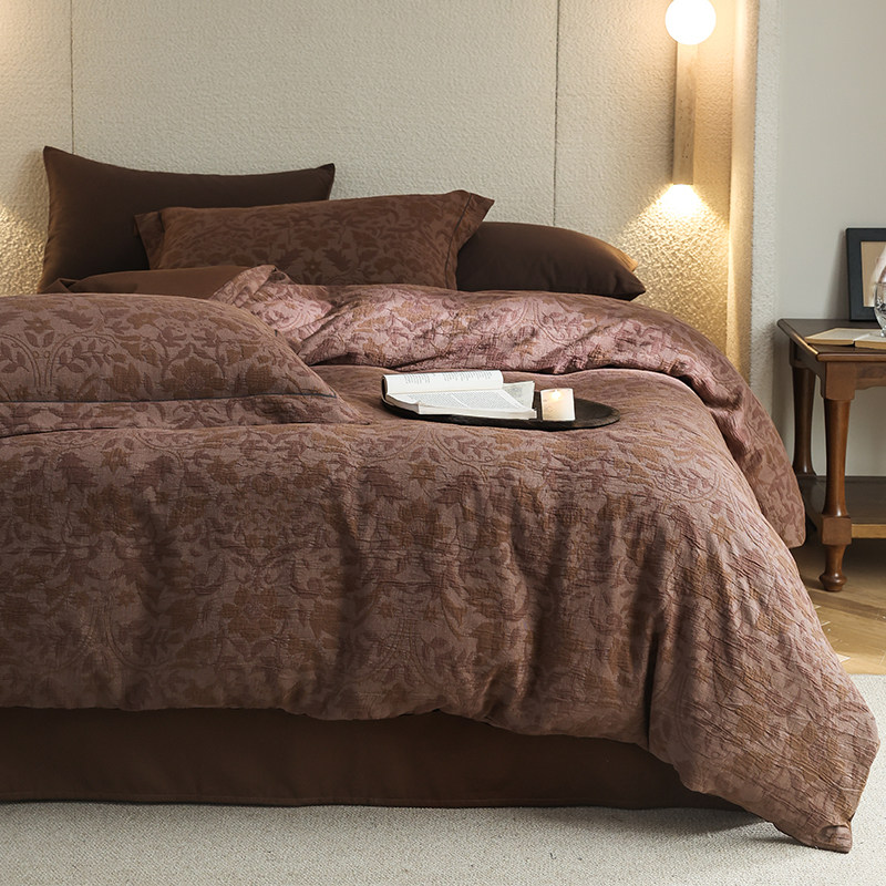 极简侘寂风丨四件套纯棉全棉床单被套床笠中古复古高级感高端床品,床上用品,床品套件/四件套/多件套,淘宝优惠券,粉丝福利购,淘宝优惠卷