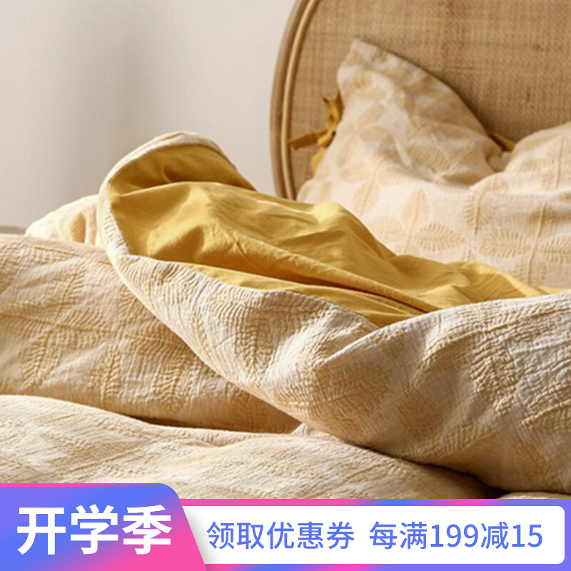 送抱枕 高端双层纱布四件套全棉纯棉床单被套冬加厚简约床上用品