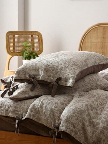 A类全棉双层纱布提花枕套一对装