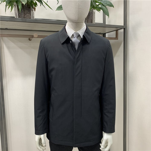 可拆卸内胆翻领商务中年羽绒服