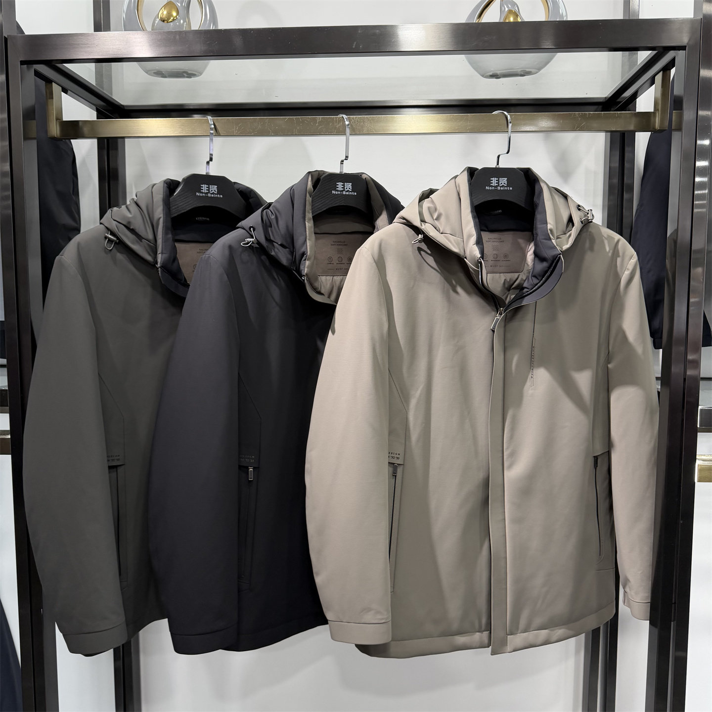 非贤加厚防风防水26年冬季新品男士帽子可脱卸内胆羽绒服棉服外套