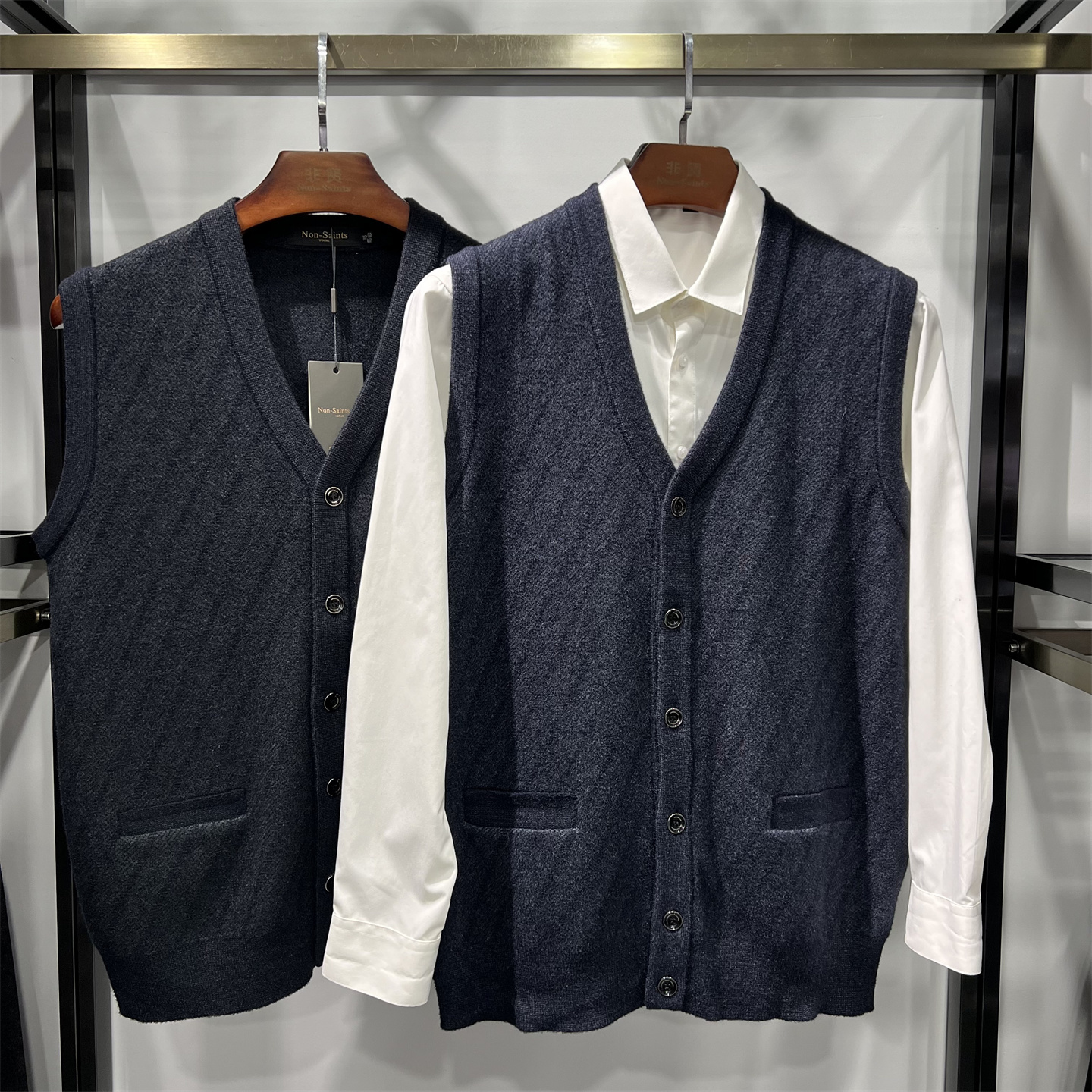 针织马甲男秋冬新款背心加厚保暖