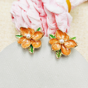 花朵耳环女轻奢小众设计珍珠耳钉女新款 民族风耳饰C340 爆款