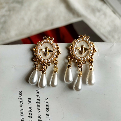 水滴流苏耳环女法式复古优雅气质