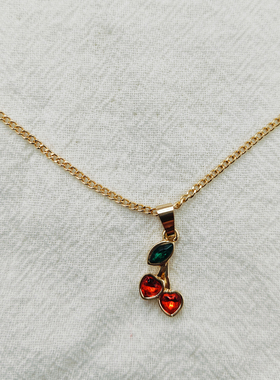 【项链】40CM+6CM延长项链时尚个性百搭锁骨链红色樱桃配饰H034