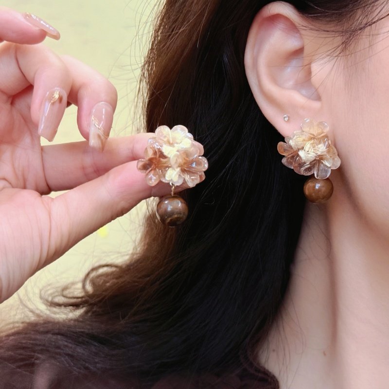 秋冬款耳饰复古咖色晕染花朵耳环虎眼石小众感气质耳钉C482,饰品/流行首饰/时尚饰品新,耳钉,淘宝优惠券,粉丝福利购,淘宝优惠卷