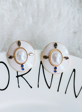 新款配旗袍耳饰白色滴油耳环女气质复古设计感银针小众耳饰B276