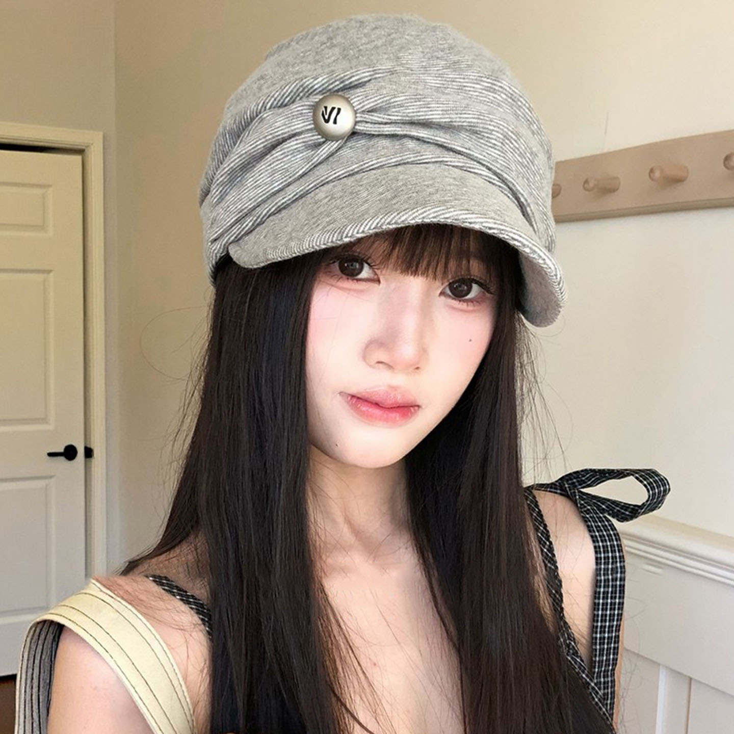 复古褶皱文艺马术帽显脸小贝雷帽