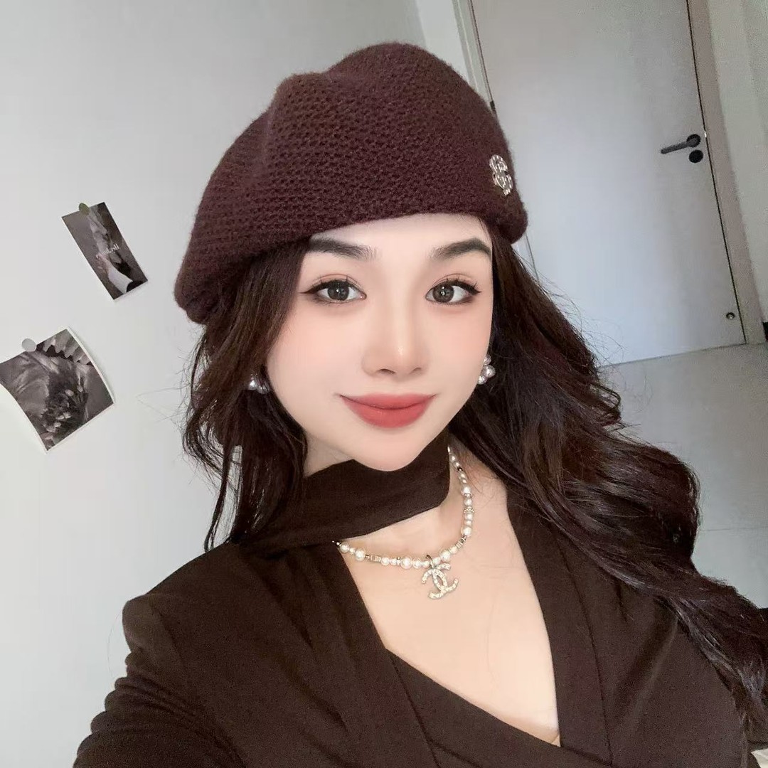 韩版针织定型贝雷帽女洋气显脸小