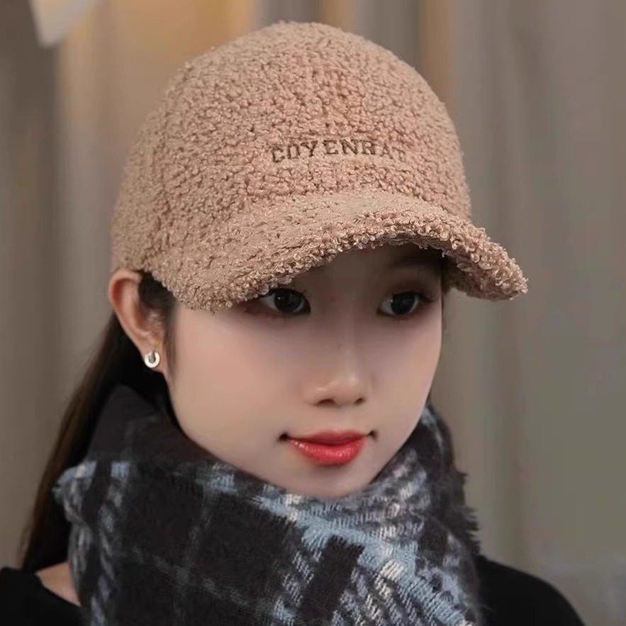 韩版时尚刺绣羊羔绒棒球帽子女秋冬季百搭防寒鸭舌帽洋气护耳帽潮,服饰配件/皮带/帽子/围巾,帽子,淘宝优惠券,粉丝福利购,淘宝优惠卷
