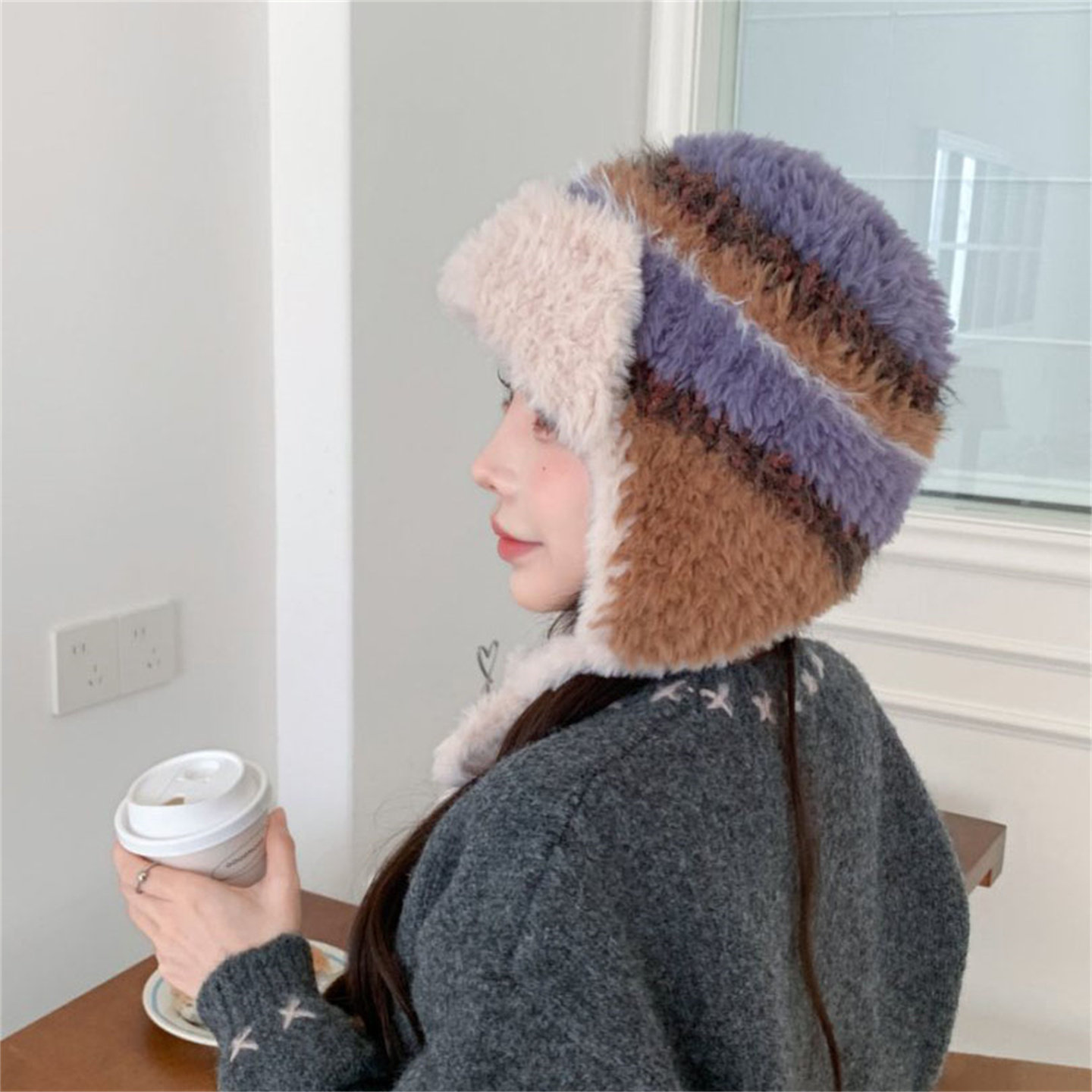 美拉德毛绒绒雷锋帽子女秋冬加厚护耳保暖帽亲肤软糯针织毛线帽女,服饰配件/皮带/帽子/围巾,帽子,淘宝优惠券,粉丝福利购,淘宝优惠卷