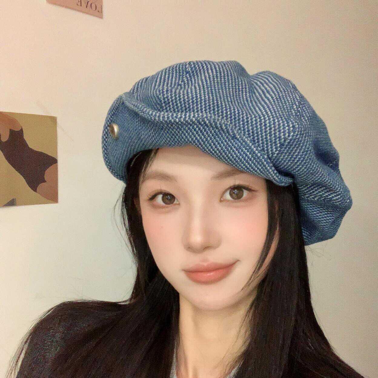 云朵帽子新款大头围显瘦复古春秋