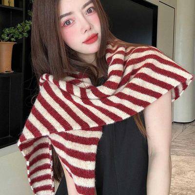 保暖可包头软糯条纹空调披肩韩版