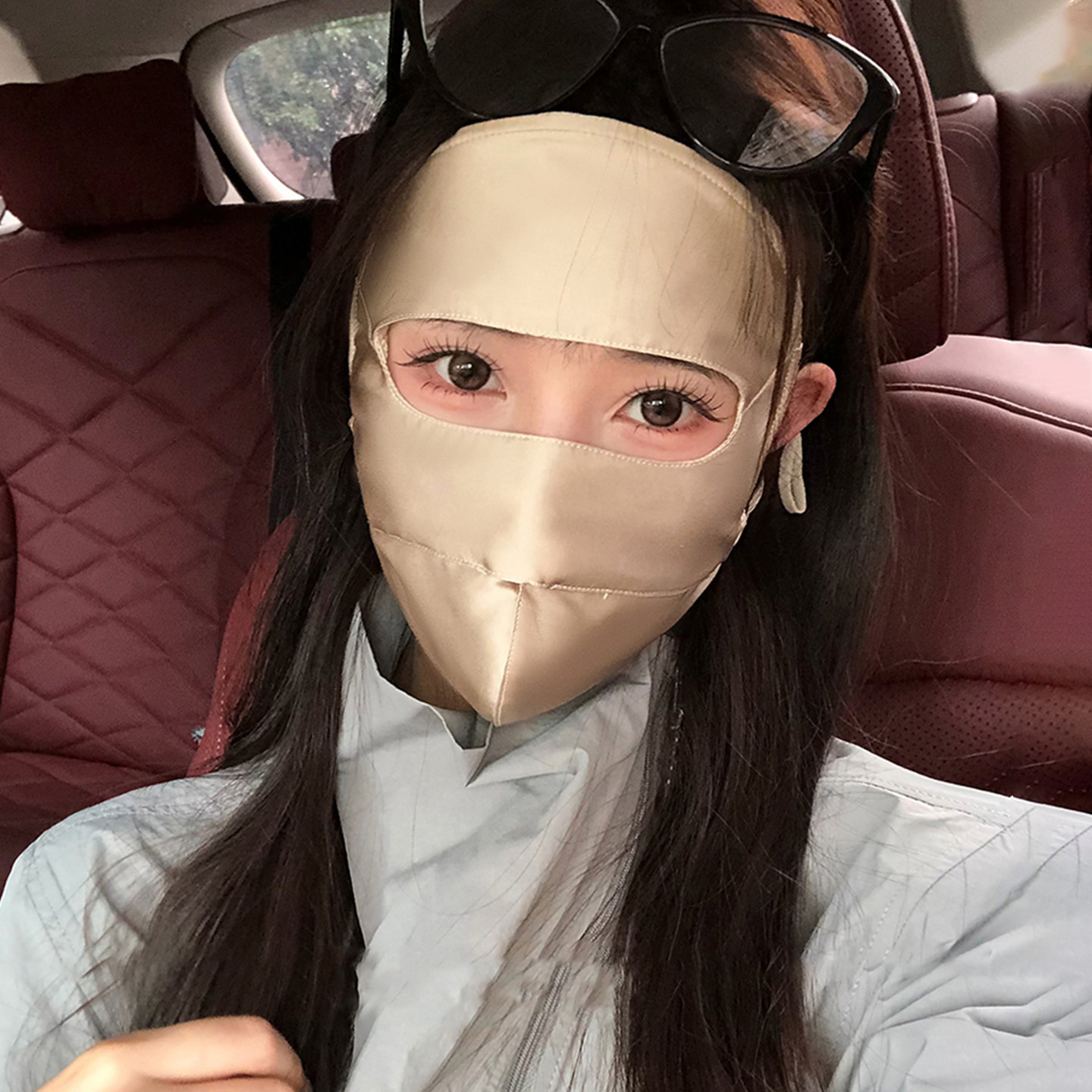 日本桑蚕真丝全脸防晒面罩脸基尼