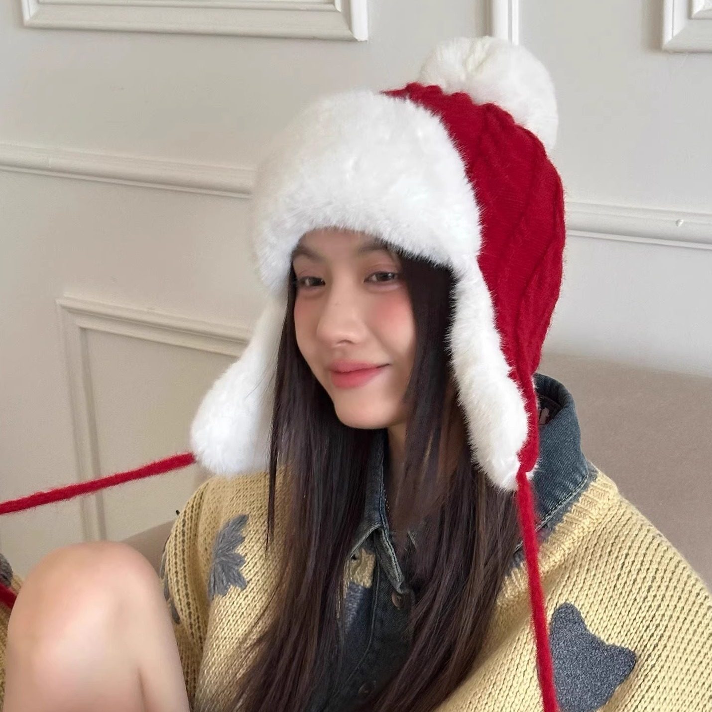 2025新款毛绒针织雷锋帽子女秋冬季加厚保暖套头帽护耳加绒毛线帽,服饰配件/皮带/帽子/围巾,帽子,淘宝优惠券,粉丝福利购,淘宝优惠卷