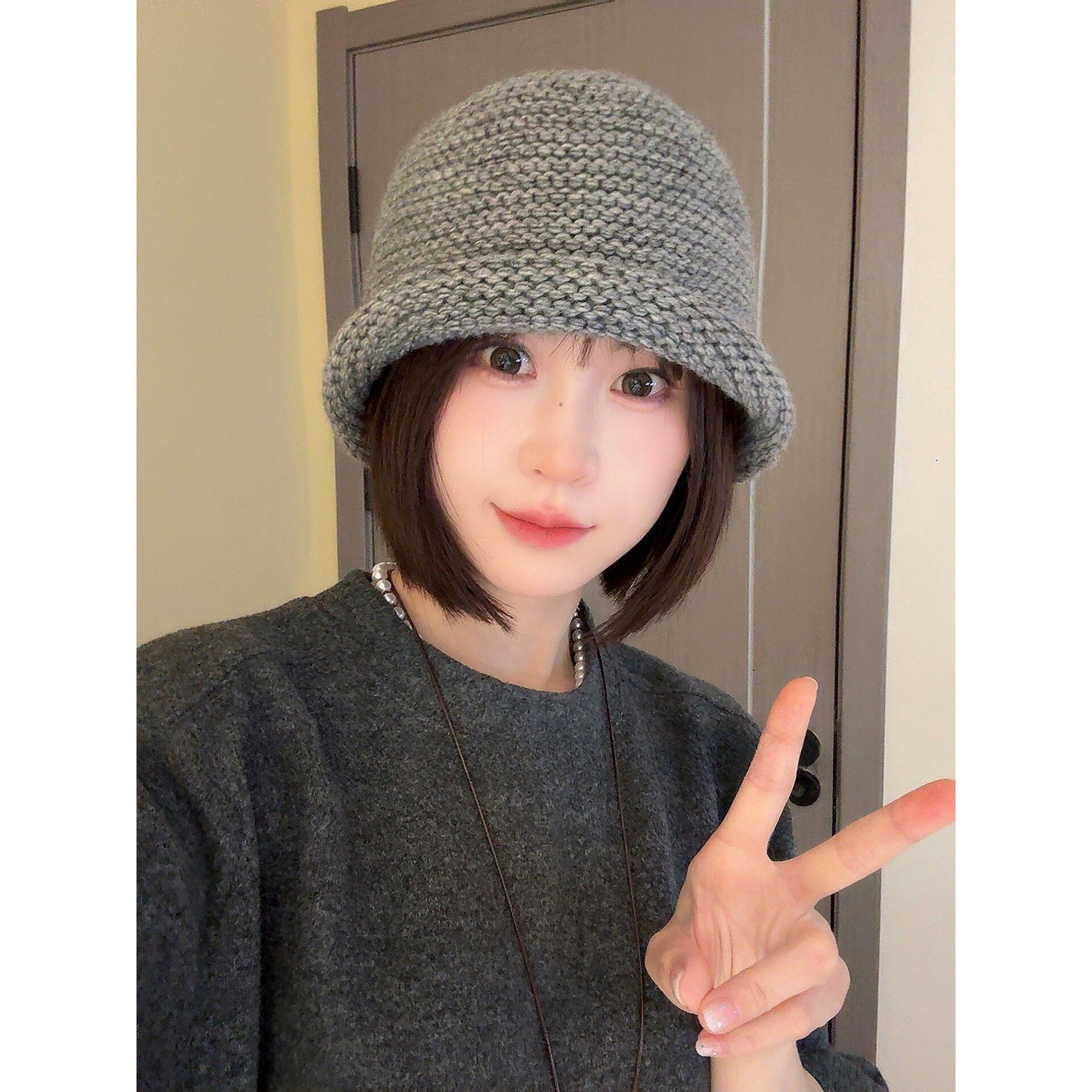 韩版小众短檐针织渔夫帽