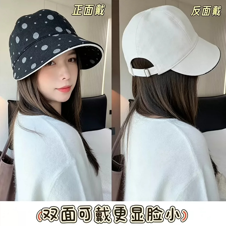双面戴波点毛呢渔夫帽子可挂口罩