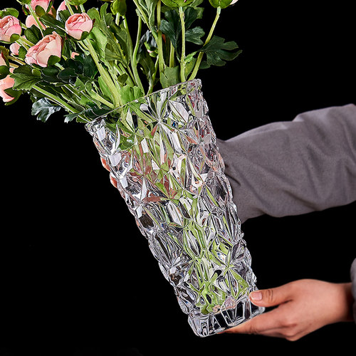 彩色玻璃花瓶透明水晶百合玫瑰