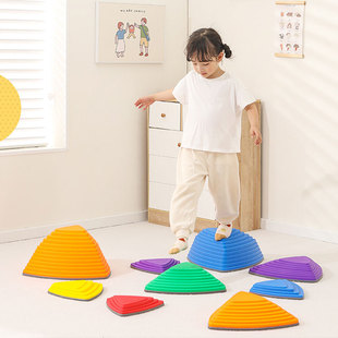 儿童防滑彩虹过河石感统训练器材幼儿园早教平衡踩踏过桥石玩具