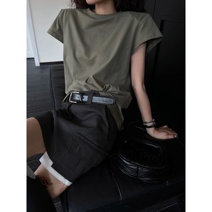T恤夏季 2025新款 显瘦正肩短袖 女套装 裙 时髦洋气炸街时尚 搭配工装