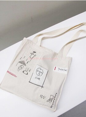 韩国直邮官网正品刺绣布包购物袋脸口罩日常椅子jaeyoononaka象牙