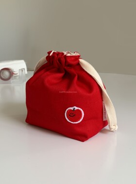 onemorebag红苹果抽绳收纳袋立体小方包便携化妆包 韩国代购NEW