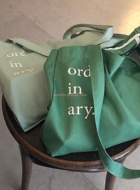 韩国直邮onemorebag官网正品ord in ary薄荷绿色米色单肩帆布背包