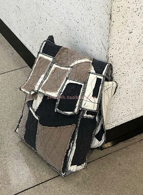 jaeyoononaka手绘倒塌的城市棉布单肩斜挎包韩国直邮官网正品代购