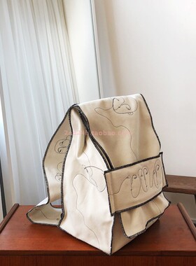 2nd24h王菲同款小众手绘脸宽单肩带斜挎背包韩国直邮jaeyoononaka