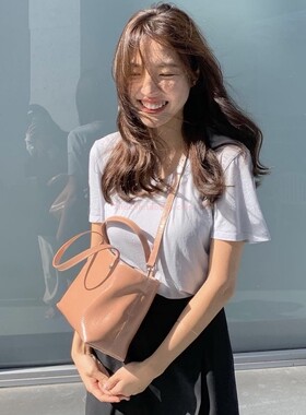 minitmute复古纯色签名包真皮手提斜挎单肩韩国小众设计师品牌NEW