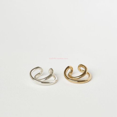 leclat双层纯银气质耳环金色单个耳扣复古耳圈 韩国直邮设计师NEW