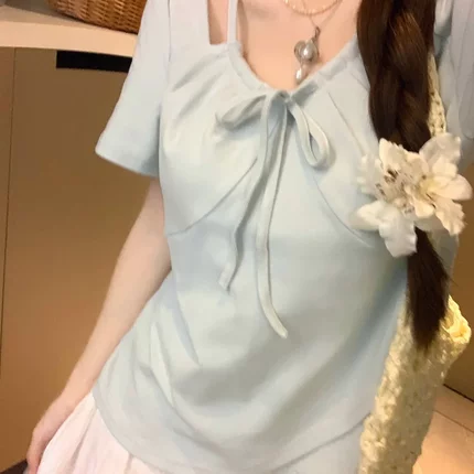 大码女装胖mm夏季新款法式时尚短袖T恤通勤女装遮肉显瘦正肩上衣
