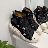 26新 仿旧涂鸦心形天鹅绒系带高帮鞋 Kurt High