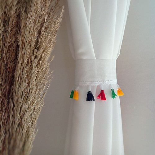 彩色流苏纱质绑带条创意手工缝制卧室门书房窗纱帘扎束带装饰绑绳