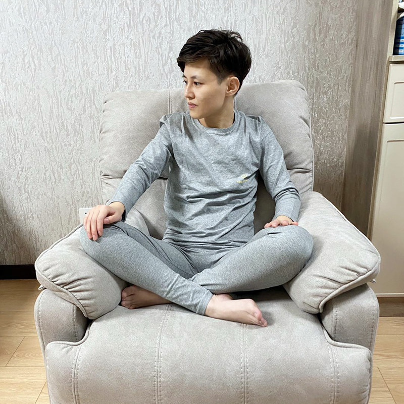 秋衣秋裤套装中性女衬衣衬裤纯色纯棉秋冬季保暖内衣套薄款