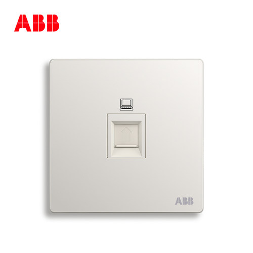 ABB开关插座轩致无框雅典白色弱电一位六类电脑网络信息插座AF333