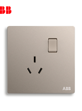 ABB开关插座86型面板一开三孔带开关10A轩致无边框朝霞金AF223-PG