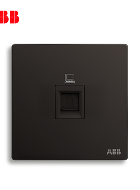 ABB开关插座 轩致无框星空黑色一位6类六类电脑网络插座AF333-885
