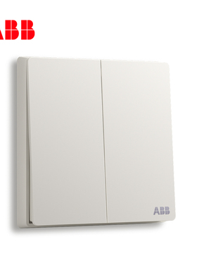 ABB轩致纯平直边无边框开关雅典白色 二位二开单控开关面板AF122L