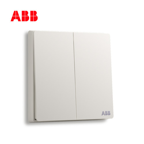ABB轩致纯平直边无边框开关雅典白色 二位二开单控开关面板AF122L