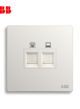 ABB轩致无边框雅典白色86型弱电插座面板电话超五类电脑插座AF323
