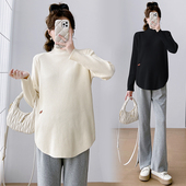宽松百搭打底衫 大码 孕妇针织毛衣秋冬新款 半高领可哺乳上衣200斤