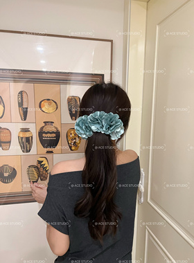 独家定制！薄荷蓝绿色易梦玲同款花朵香蕉夹女超仙森系发夹扭扭夹