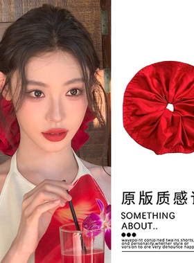 迪迪不畏同款超大裙摆红色大肠发圈2026新款高级感头绳扎马尾发饰