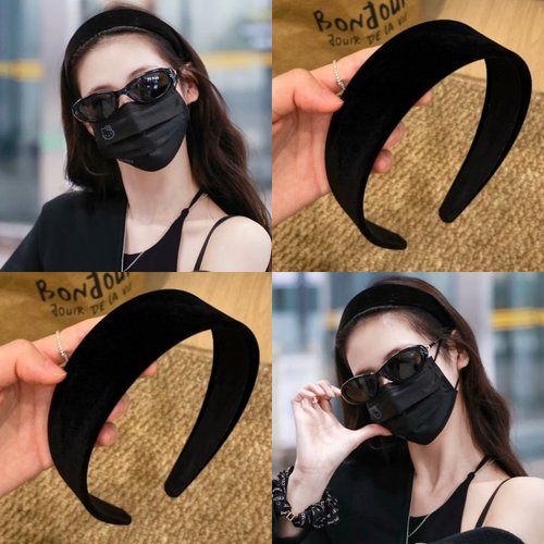 韩国anna同款黑色宽边丝绒发箍女秋冬高级感气质压发卡头箍发饰